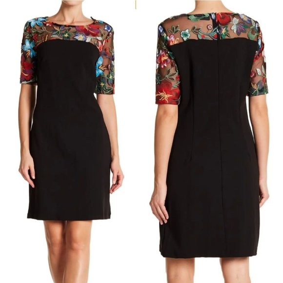 NEW NINA LEONARD EMBROIDERED LACE YOKE DRESS - Picture 11 of 11